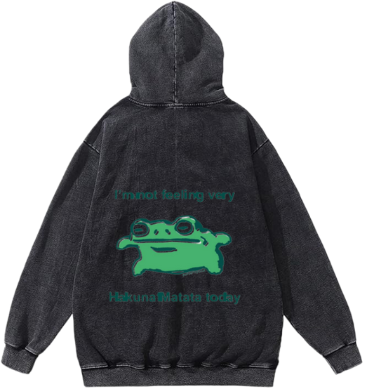 frog Oversize  Hoodie Washed gray Back 4