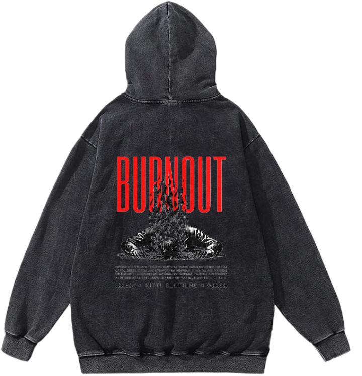BURNOUT Over Size hoodie Washed Back 4