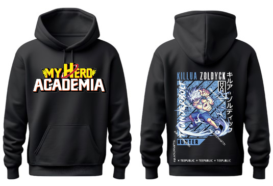 Boku no hero academy bnha One Size hoodie Black Back 4