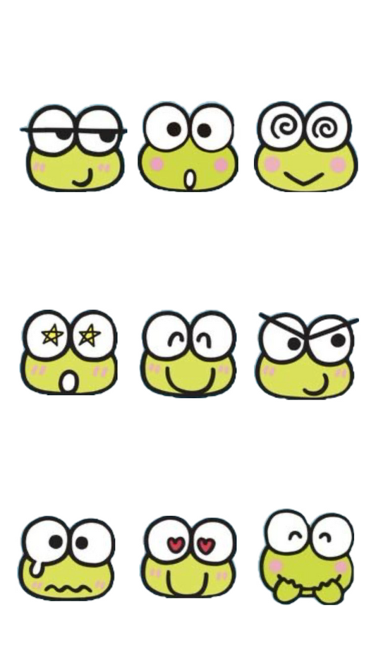 Cute Keroppi Frog Expressions Stickers Pack, Kawaii Cartoon Green Frog Waterproof Vinyl Decals for Water Bottles, Laptops, Phone, Journal, Scrapbooking, and Kids Crafts