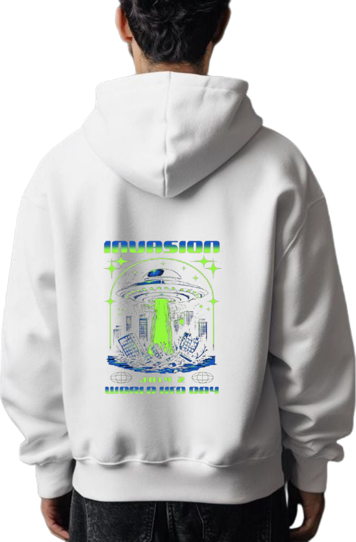 aliens Oversize Hoodie Back White 4