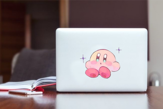 Kawaii Kirby Laptop Sticker, Cute Pink Anime Character Vinyl Decal for MacBook, Waterproof Aesthetic Decal for Water Bottle, Tablet, and Notebook 4