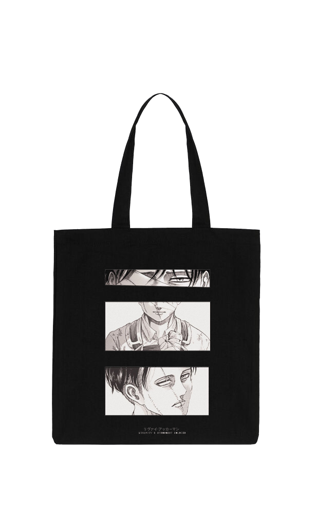 Anime Attack on titan shingeki no kyojin Aot Black tote bag 4