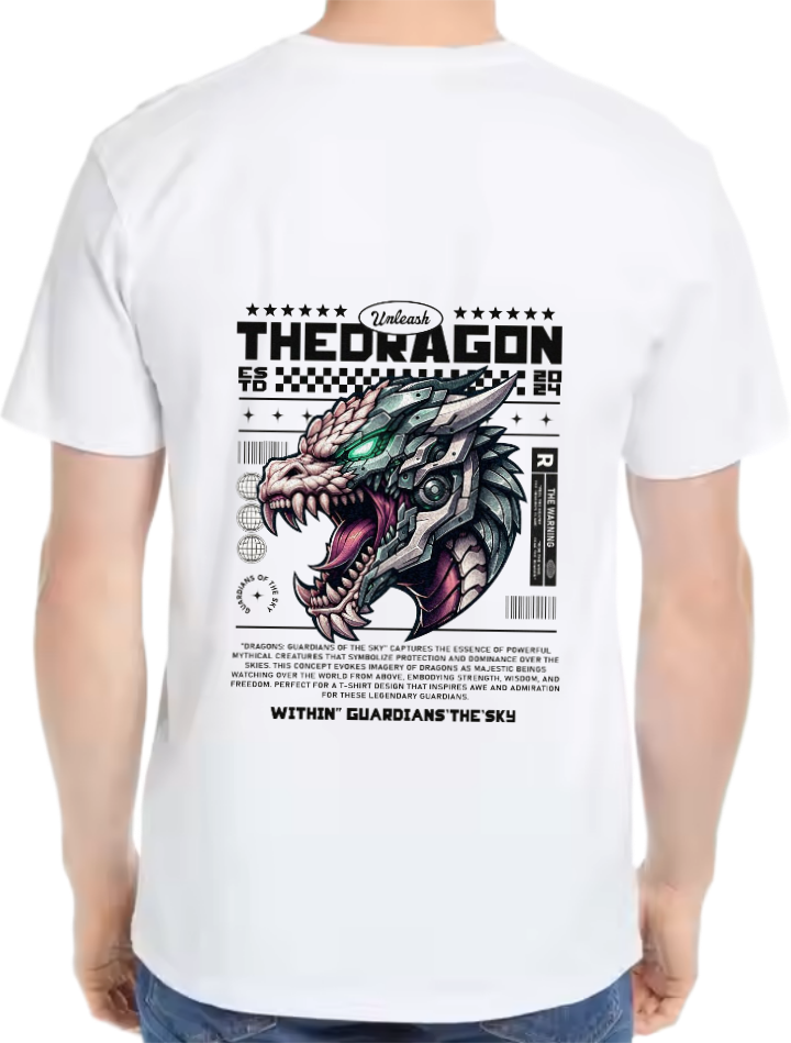 THEDRAGON t- shirt Over Size White Back 24