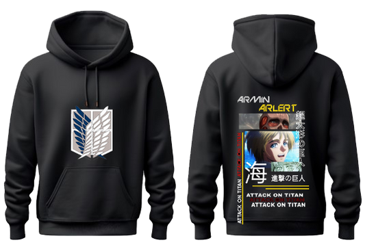 Anime Attack on titan shingeki no kyojin eren levi mikasa Aot Black Oversize HOODIE back 4