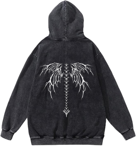 Goth Oversize  Hoodie Washed gray Back 4