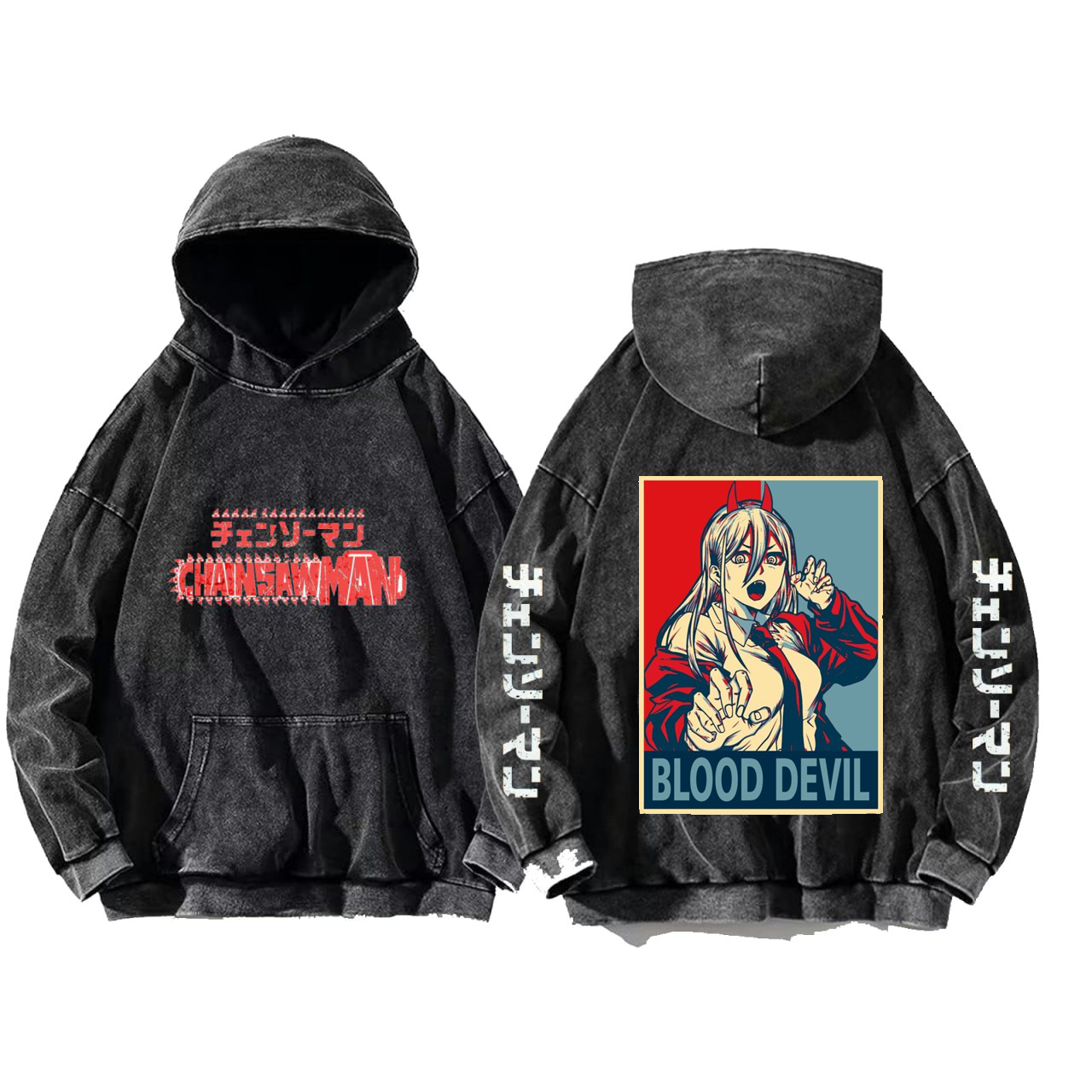 Chainsaw Man One Size hoodie Washed Back 4