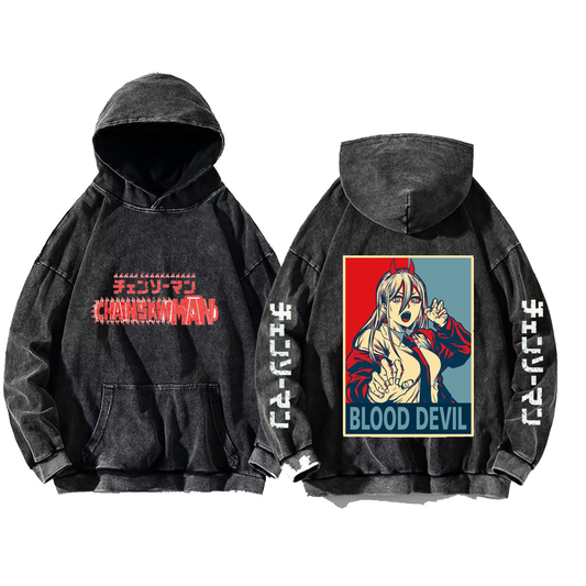 Chainsaw Man One Size hoodie Washed Back 4