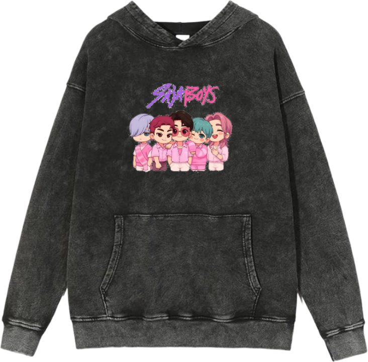 Hunterix kpop Oversize  Hoodie Washed gray 4