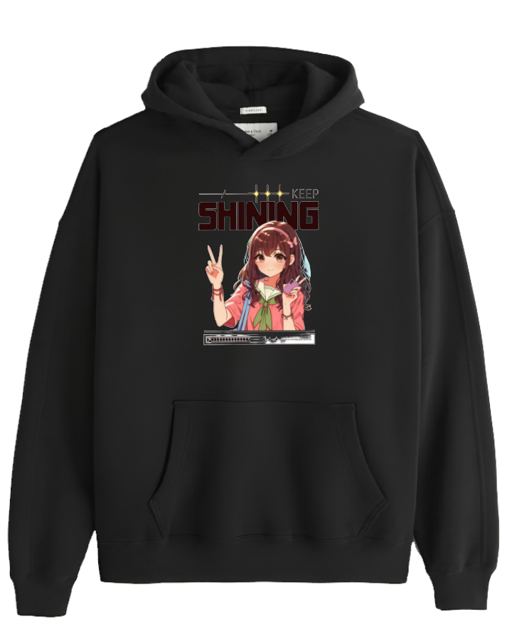 RANDOM ANIME GIRL Oversize  Hoodie Black 4