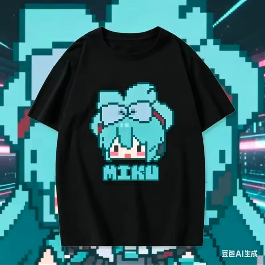 Hatsune Miku Anime T-Shirt Oversized for Women Teens, Black Graphic Tee, Casual Short Sleeve Vocaloid Kawaii Tops 4