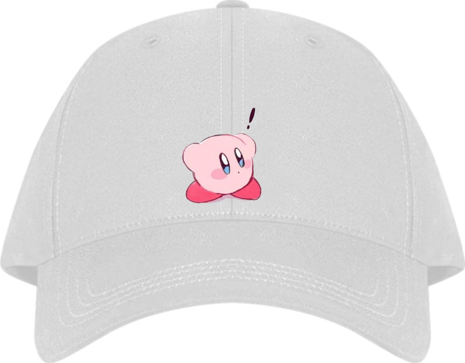 Cute Anime Kirby Baseball Cap, Kawaii Pink Character White Dad Hat, Adjustable Y2K Streetwear Sun Cap for Women and Men 4