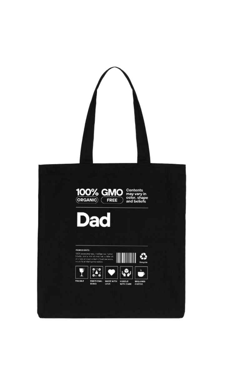 Dad Back text tote bag Black 119