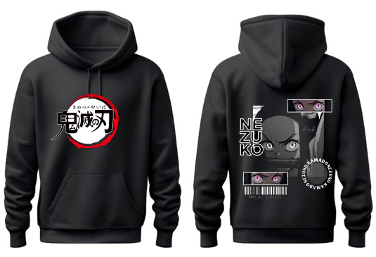 Anime Demon slayer nezuko tanjiro Oversize Hoodie Black 4