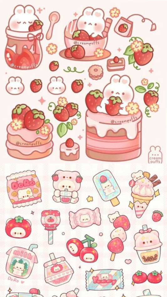 Aesthetic Cute Stickers Pack - Waterproof Vinyl Cartoon Decals for Water Bottles, Laptops, Scrapbooking, Kawaii Stationery Supplies sticker journal sticker
