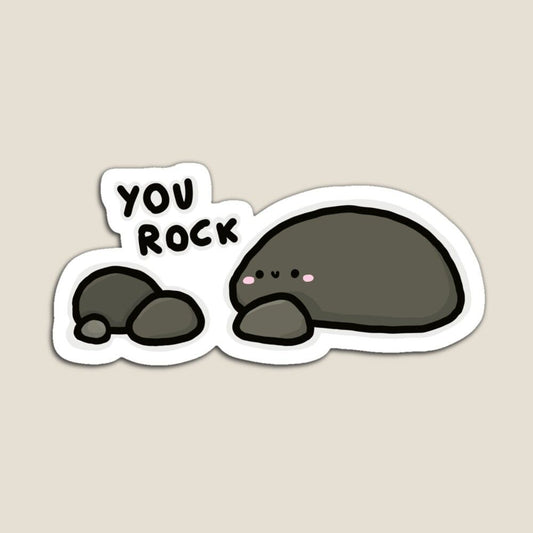 You Rock" Funny Pun Vinyl Sticker - Cute Motivational Stone & Pebble Decal for Kindle, Laptop, Water Bottle & Journal - Positive Encouragement Gift for Friends, Coworkers & Kids