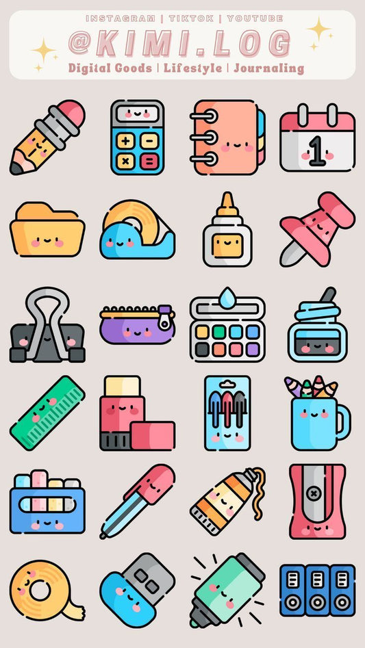 Aesthetic Cute Stickers Pack - Waterproof Vinyl Cartoon Decals for Water Bottles, Laptops, Scrapbooking, Kawaii Stationery Supplies sticker journal sticker