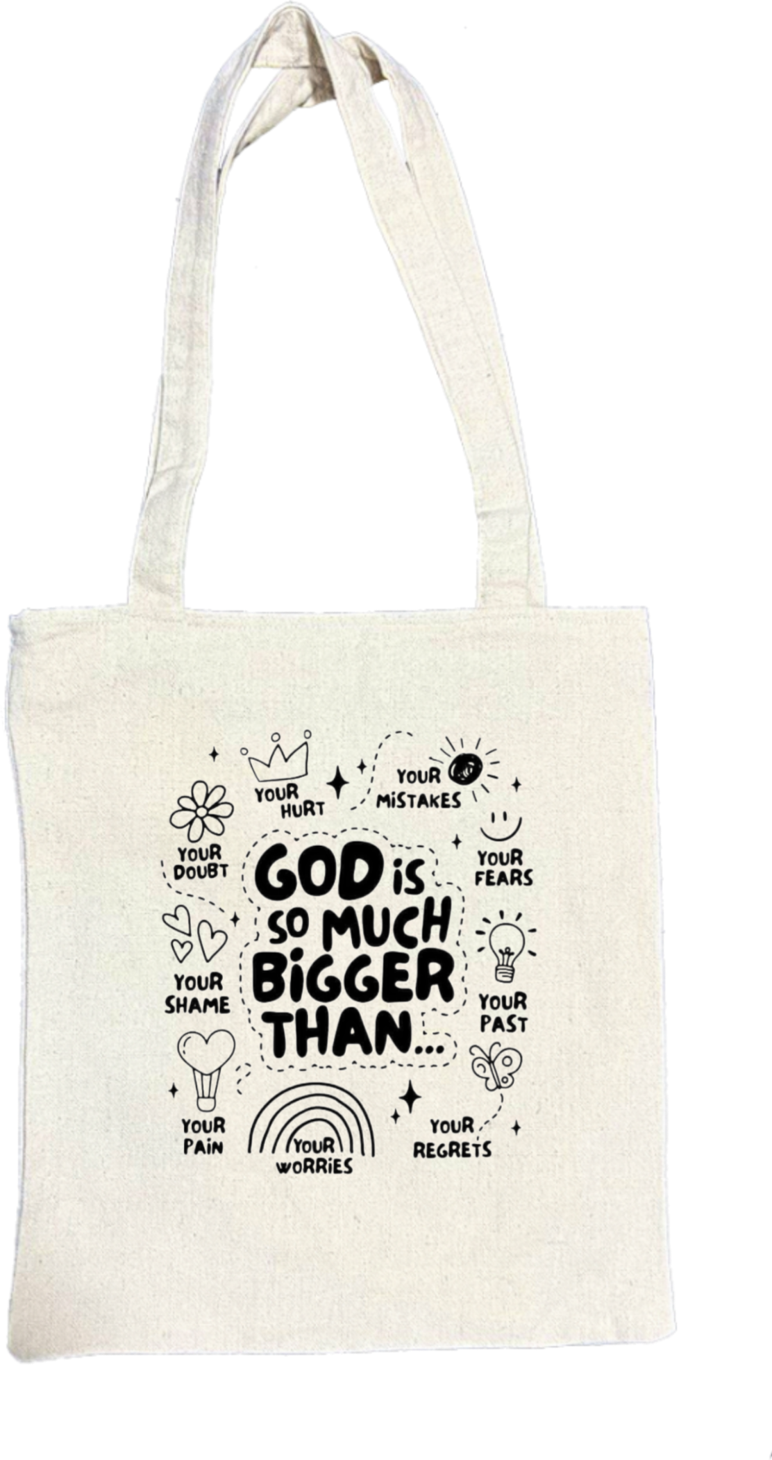 GOD IS SO MUCH BIGGER THAN + tote bag beige 190