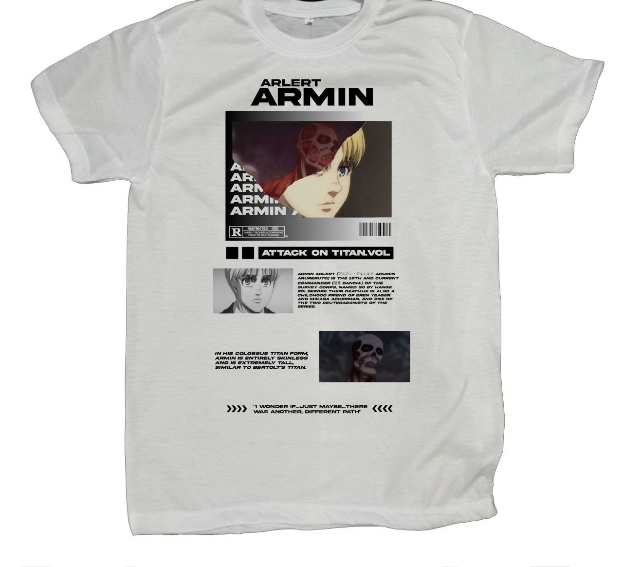 Anime Attack on titan shingeki no kyojin eren levi mikasa  Aot white fit t- shirt 50