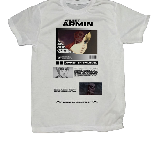Anime Attack on titan shingeki no kyojin eren levi mikasa  Aot white fit t- shirt 50