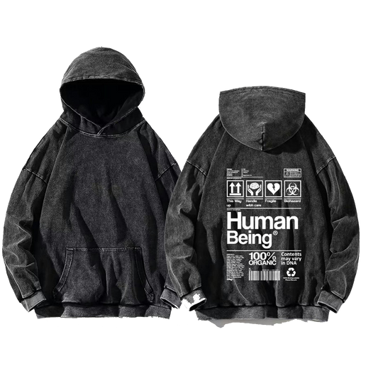 Human Being Back text oversize hoodie Washed back 50