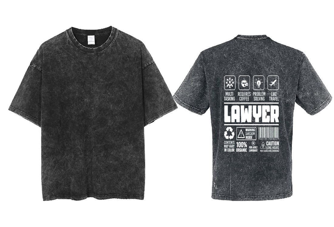 LAWYER Back text One Size t- shirt Washed Back 50