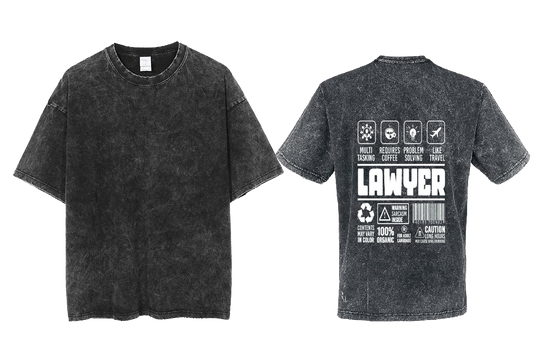 LAWYER Back text One Size t- shirt Washed Back 50