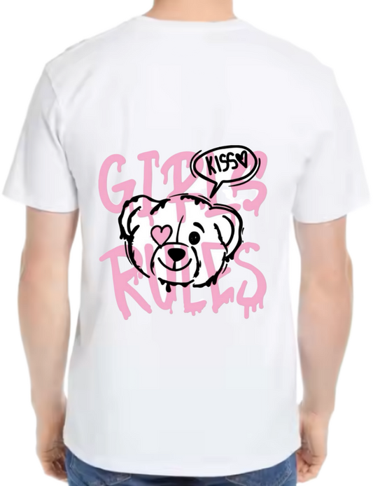 Girls Rules t- shirt One Size White back 50