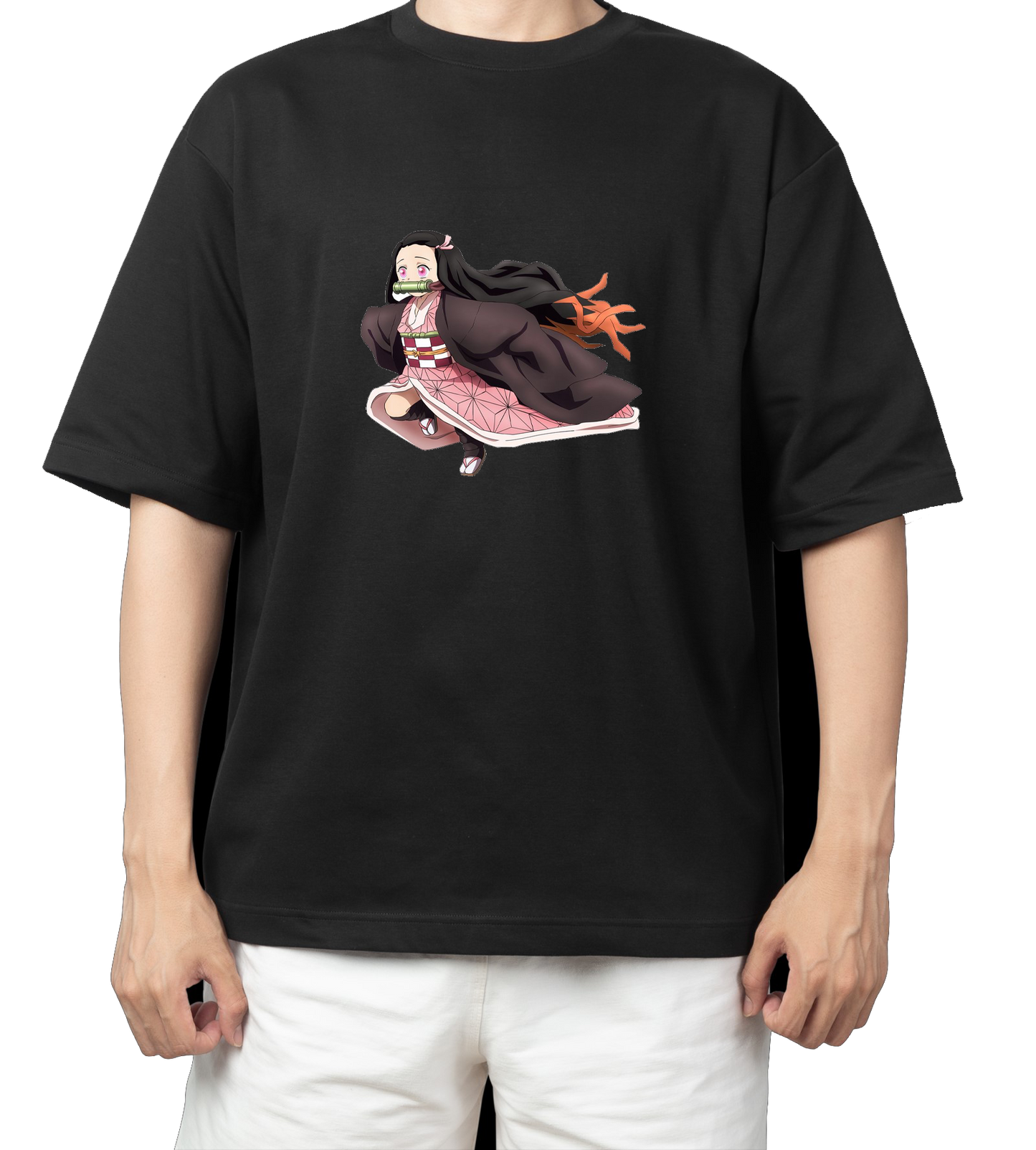 Anime Demon slayer nezuko tanjiro t- shirt Oversize Black 50
