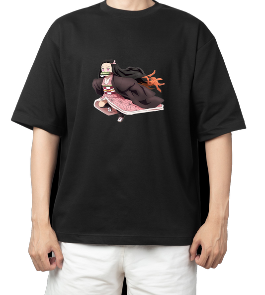 Anime Demon slayer nezuko tanjiro t- shirt Oversize Black 50