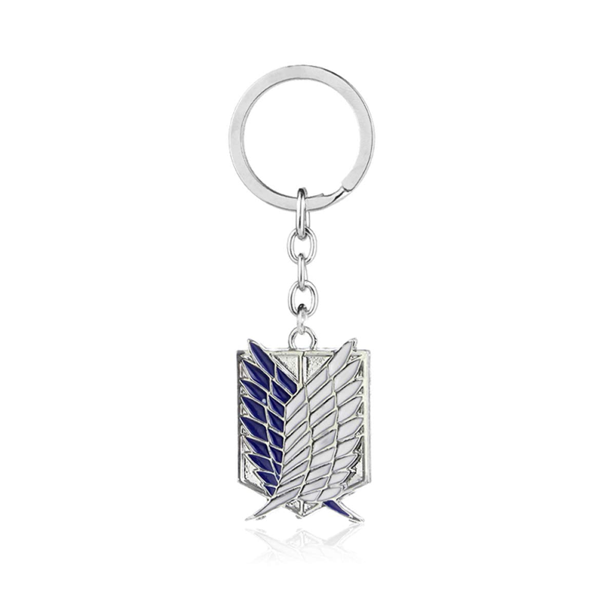 Attack on Titan Wings Keychain in Blue and White, Metal, Multicolor
