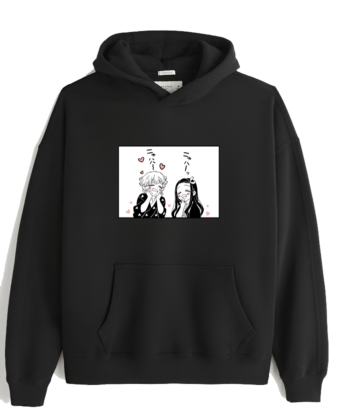 Anime Demon slayer nezuko tanjiro Oversize Hoodie Black 51