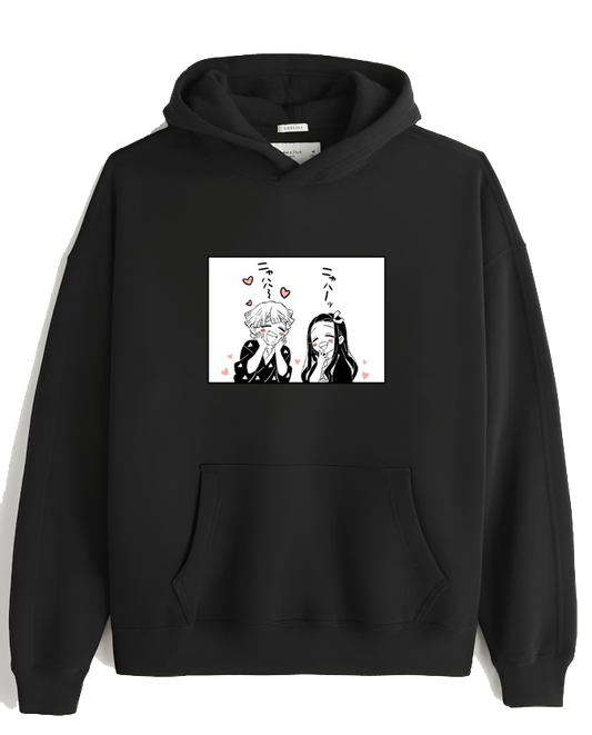 Anime Demon slayer nezuko tanjiro Oversize Hoodie Black 51