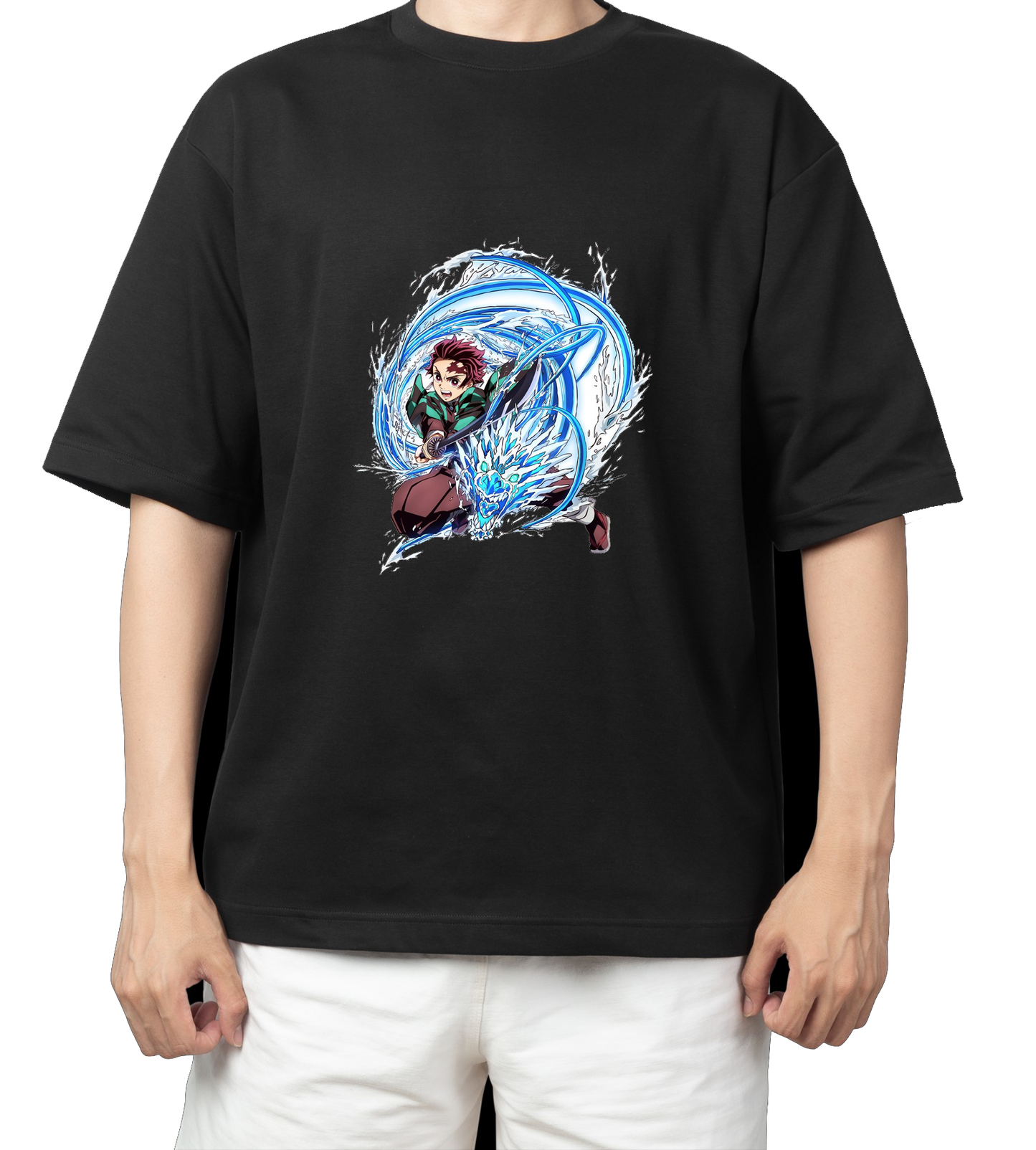 Anime Demon slayer nezuko tanjiro t- shirt Oversize Black 51