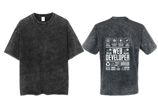 WEB DEVELOPER Back text One Size t- shirt Washed Back 51