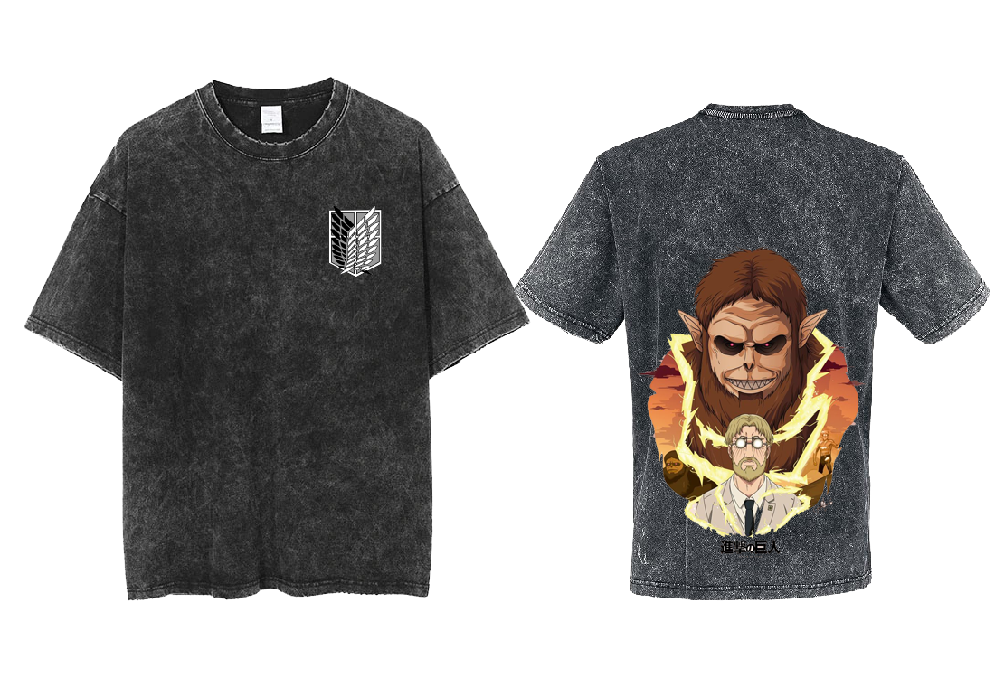 Anime Attack on titan shingeki no kyojin eren levi mikasa Aot Oversize t- shirt Washd acid back 51