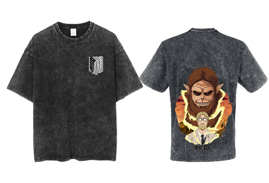 Anime Attack on titan shingeki no kyojin eren levi mikasa Aot Oversize t- shirt Washd acid back 51