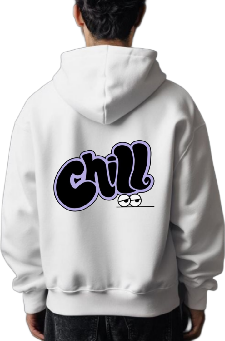 Chill One Size hoodie White Back 51