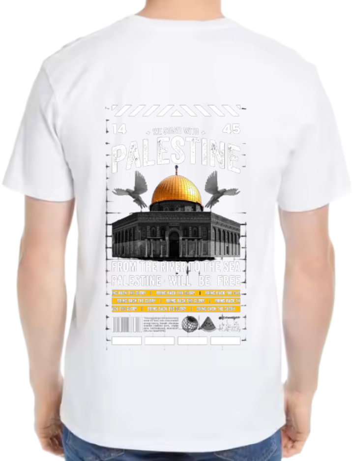 WE STAND WITH Back text One Size t- shirt White Back 51