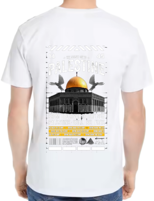 WE STAND WITH Back text One Size t- shirt White Back 51