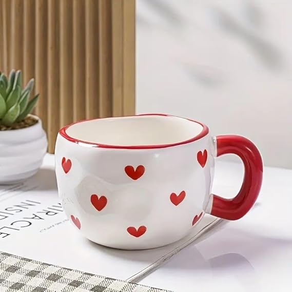 The Dancing red Heart Mug coffee gift handmade cup