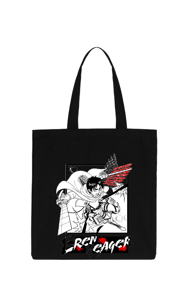Anime Attack on titan shingeki no kyojin Aot Black tote bag 52