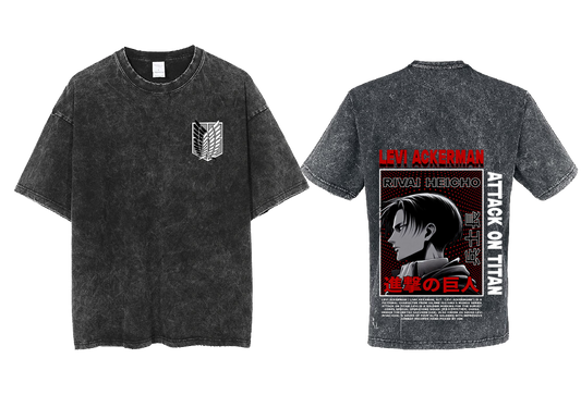 Anime Attack on titan shingeki no kyojin eren levi mikasa Aot Oversize t- shirt Washd acid back 52
