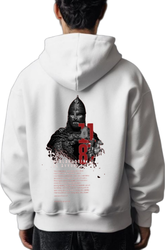 SHALAHUDDIN AL AYYUBI Back text oversize hoodie White back 52