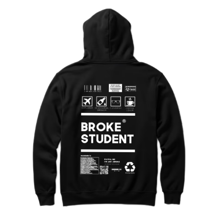 BROKE STUDENT Back text oversize hoodie back 52