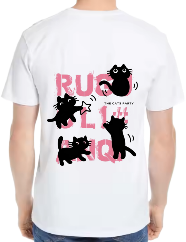 The Cats Party t- shirt One Size White back 52