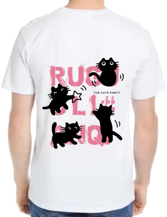 The Cats Party t- shirt One Size White back 52