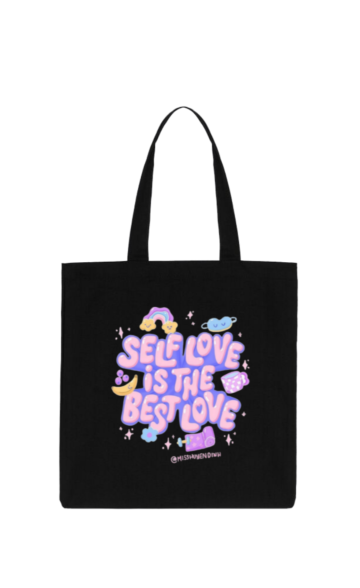 SELF LOVE IS THE BEST LOVE tote bag Black 52