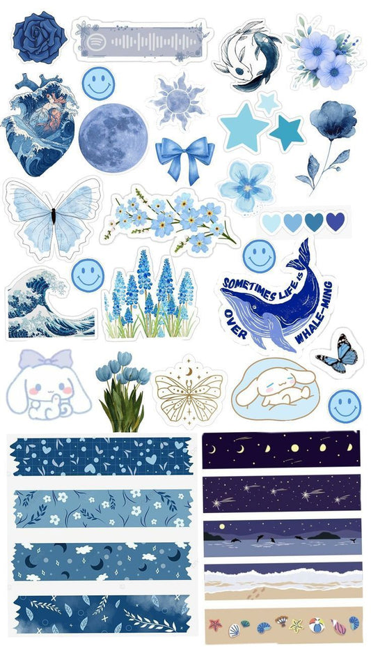 Aesthetic Cute Stickers Pack - Waterproof Vinyl Cartoon Decals for Water Bottles, Laptops, Scrapbooking, Kawaii Stationery Supplies sticker journal sticker
