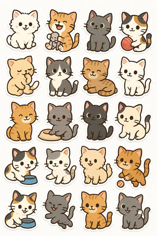 Aesthetic Cute Stickers Pack - Waterproof Vinyl Cartoon Decals for Water Bottles, Laptops, Scrapbooking, Kawaii Stationery Supplies sticker journal sticker